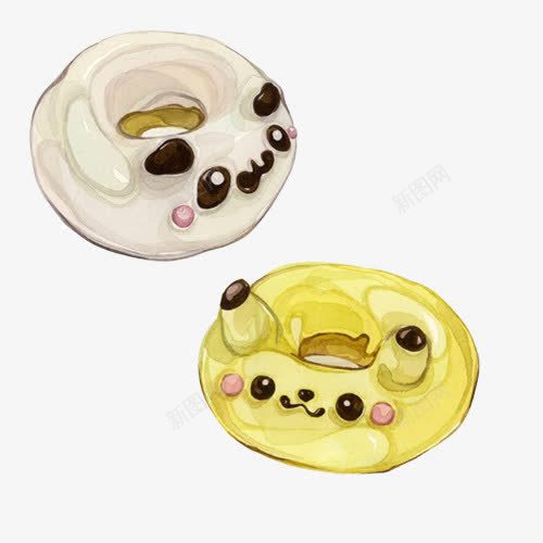 卡通造型甜甜圈手绘画片png免抠素材_88icon https://88icon.com 小饼干 手绘美食 甜甜圈 零食