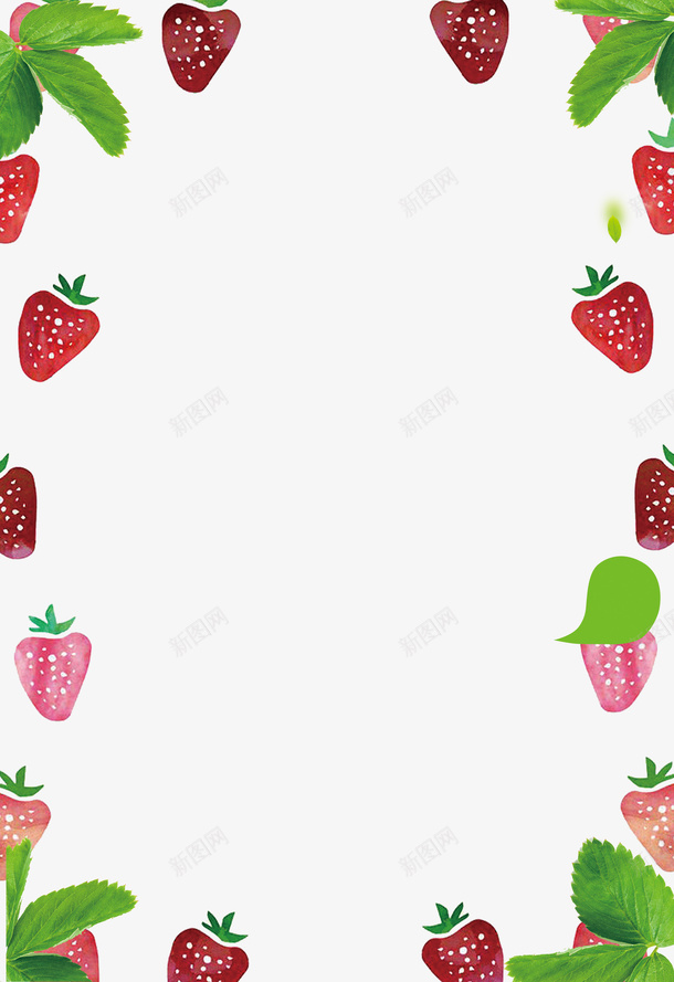 水果草莓边框psd免抠素材_88icon https://88icon.com 创意 有机 果蔬 水果 水果草莓边框设计 绿色 草莓 边框设计