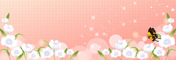 粉色手绘花朵海报背景背景