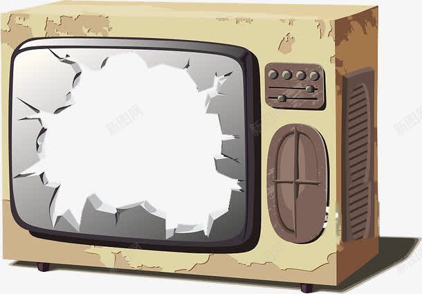 一台老式旧电视机出现的漏洞png免抠素材_88icon https://88icon.com 历史文化 怀旧 漏洞 灰黄色 老式电视机