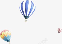 蓝色条纹热气球国庆素材
