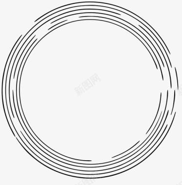 虚线线条手绘圆环图标图标