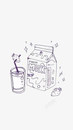 果汁牛奶手绘早餐高清图片