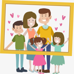 卡通幸福家庭五口之家温馨全家福高清图片