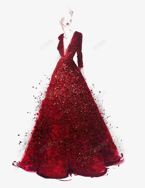 红色长裙png免抠素材_88icon https://88icon.com 女生 手绘长裙 模特 红色长裙