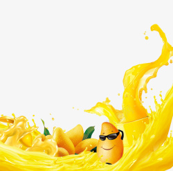 新鲜的芒果汁黄色新鲜芒果装饰高清图片