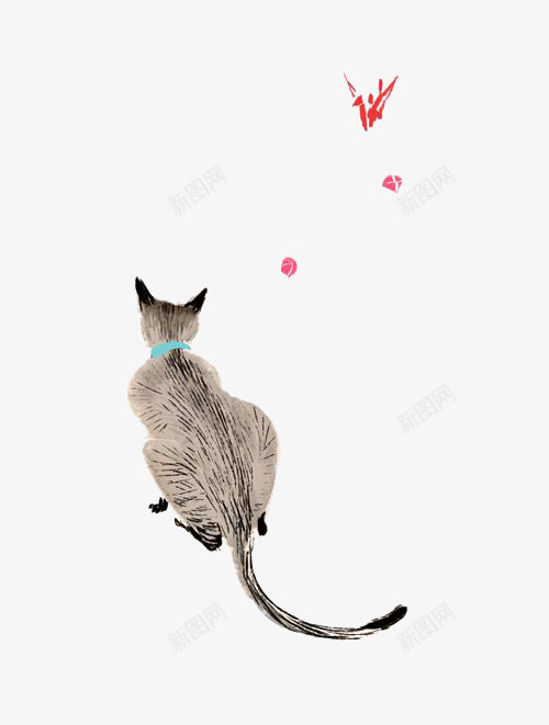 手绘猫咪png免抠素材_88icon https://88icon.com 中国风 卡通猫咪 水墨猫咪 灰色猫咪 烟雾 猫咪 简约