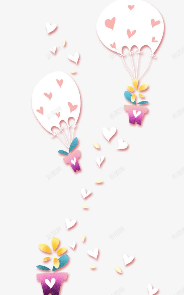 手绘粉色爱心氢气球png免抠素材_88icon https://88icon.com 气球 爱心 粉色