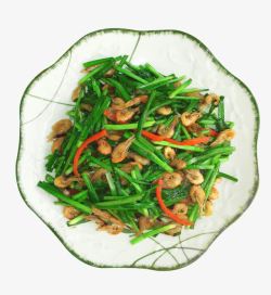 韭菜炒河虾素材