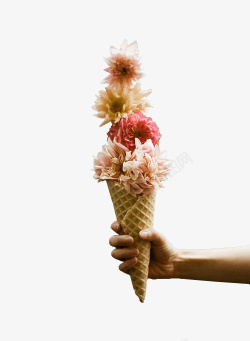 春天的冰淇淋鲜花冰淇淋高清图片