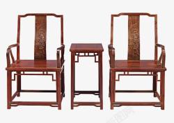 简洁大方中式雕花红木椅素材