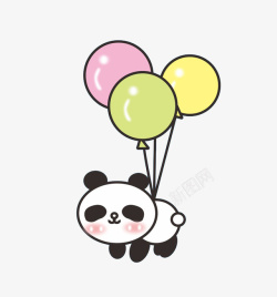 带气球的小熊猫素材
