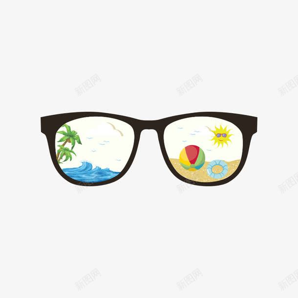 眼镜png免抠素材_88icon https://88icon.com 彩色 椰子树 沙滩 海滩 眼睛 色彩 阳光