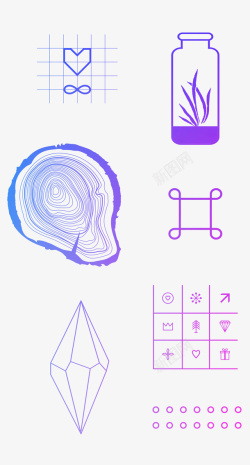 几何小图标紫色渐变的装饰物图标高清图片