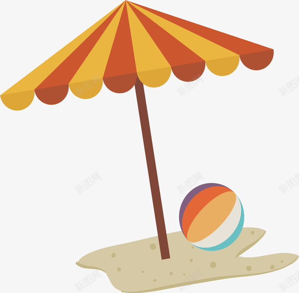 沙滩遮阳伞矢量图ai免抠素材_88icon https://88icon.com 伞 凉伞 彩色条纹 排球 沙滩 海滩 矢量图 遮阳伞