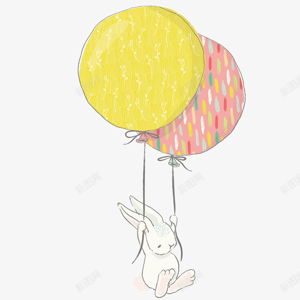 彩色气球兔子唯美手绘矢量图ai免抠素材_88icon https://88icon.com 兔子 卡通 可爱 唯美 小清新 手绘 气球 灰色 球形 矢量图