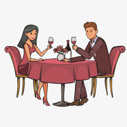 用饭喝酒共度烛光晚餐的情侣高清图片