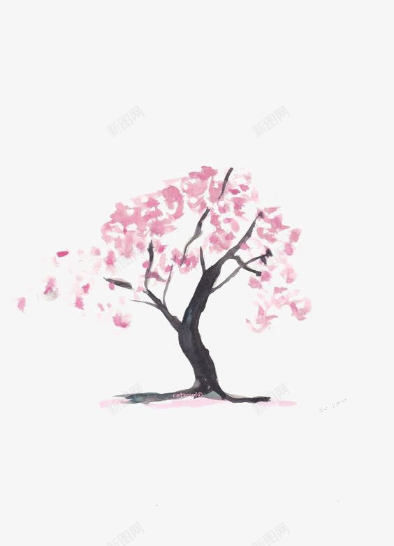 樱花树png免抠素材_88icon https://88icon.com 创意小树 大树 手绘 樱花树模型 水彩 粉色花瓣
