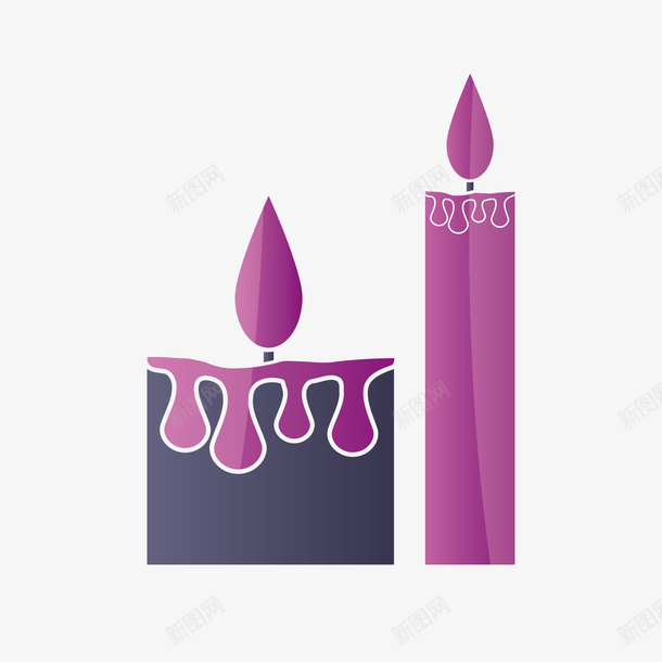 紫色粗细蜡烛手绘图png免抠素材_88icon https://88icon.com 手绘图 火焰 点燃 照亮 燃烧的 紫色蜡烛 蜡烛