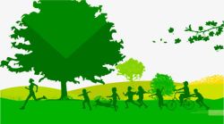户外奔跑绿色清新社区活动户外健康环保高清图片