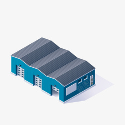 蓝色房子游艇蓝色卡通厂房建筑高清图片