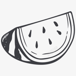 一片西瓜免抠PNG线描西瓜图标高清图片