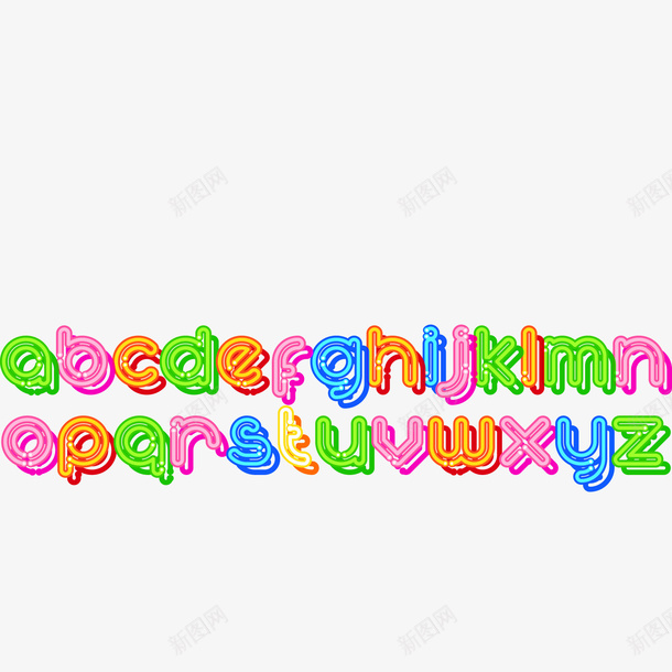 二十六个字母字体png免抠素材_88icon https://88icon.com 二十六个字母 字体设计 彩色 霓虹字 霓虹灯