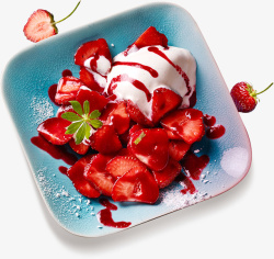 夏日草莓水果冰淇淋素材