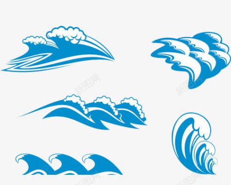 山石流水海浪波浪图标图标