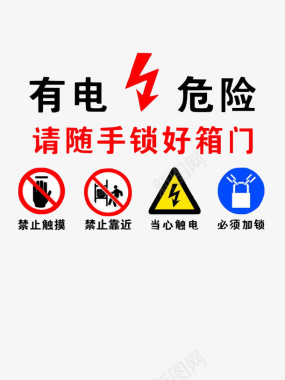 安全门配电箱标识安全用电小心触电注意图标图标