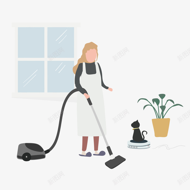 打扫家里png免抠素材_88icon https://88icon.com PNG免抠图下载 吸尘器 家庭主妇 居家 清理 装饰