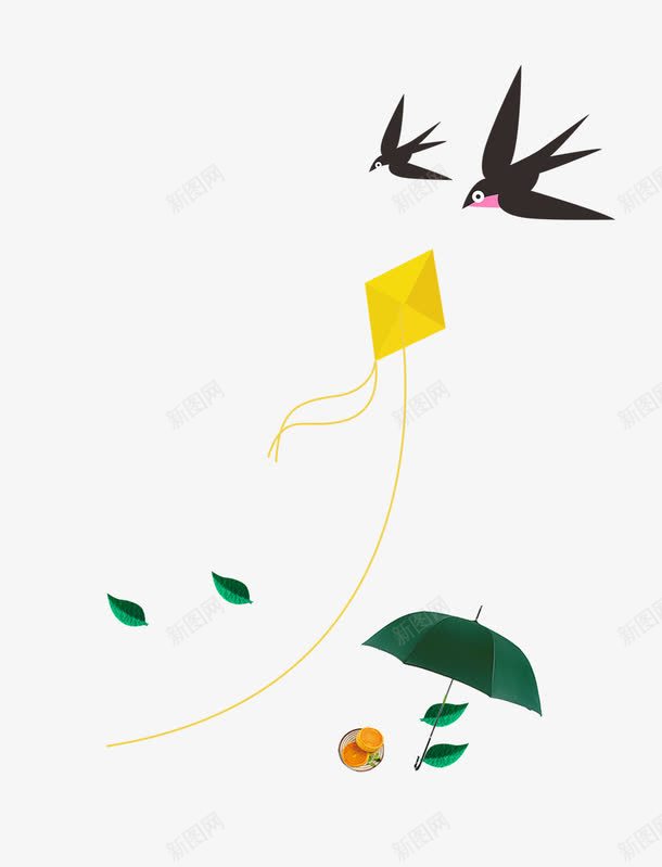 郊外春游放风筝主题装饰psd免抠素材_88icon https://88icon.com 免抠 免抠下载 旅游 春天 春季 春游 踏青 郊游