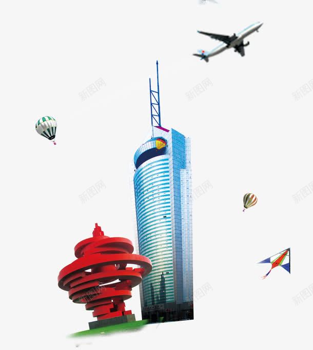 标志建筑物psd免抠素材_88icon https://88icon.com 五月的风 热气球 青岛 风筝 飞机 高楼大厦