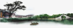 水上亭子湖边园林高清图片