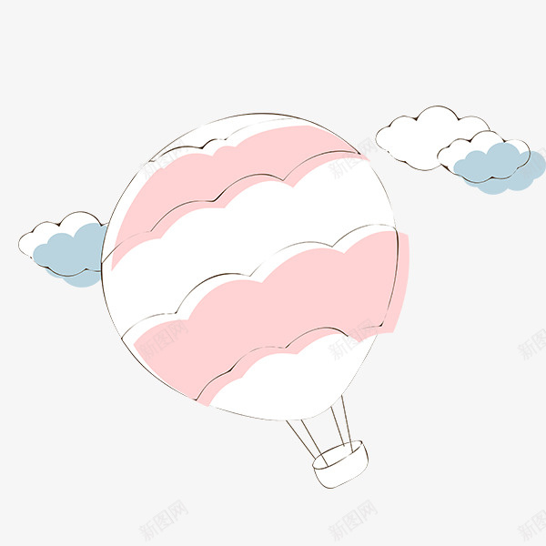 粉色条纹热气球psd免抠素材_88icon https://88icon.com 云彩 云朵 条纹 热气球 白粉条纹 空气球 粉色