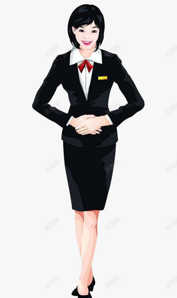 黑色西装女png免抠素材_88icon https://88icon.com 商务 服务员 西装女 黑色