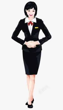 西装的服务员黑色西装女高清图片