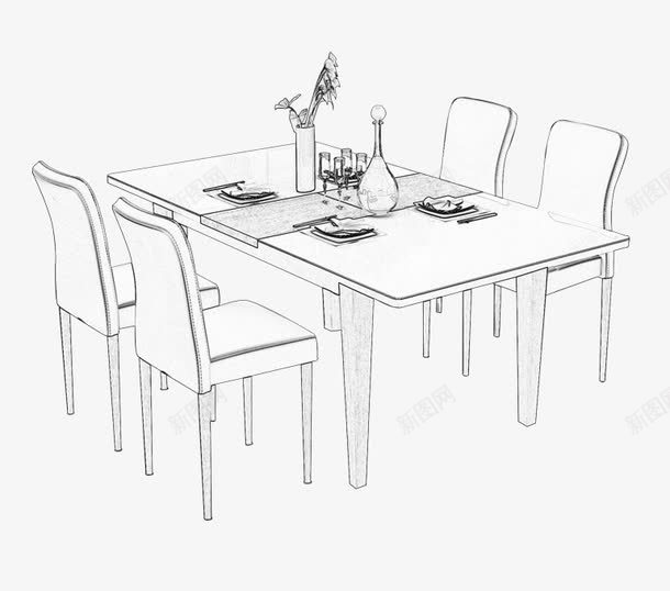 手绘餐桌椅png免抠素材_88icon https://88icon.com 中式餐桌 家具 家居 手绘 方桌 木桌 桌子 桌椅 餐桌 饭桌 黑白