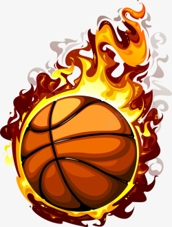 NBA黄色冒火的篮球素材