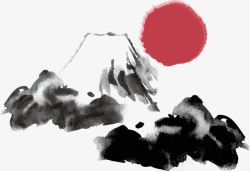 红日山水背景红日山水高清图片