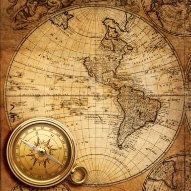 航海地图与指南针背景