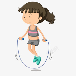 校园运动背景卡通跳绳的小女孩高清图片