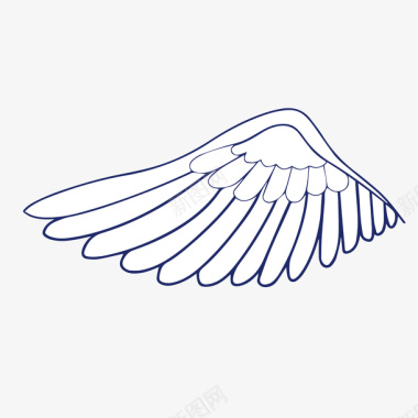 白鹤展翅手绘展开的翅膀图标图标