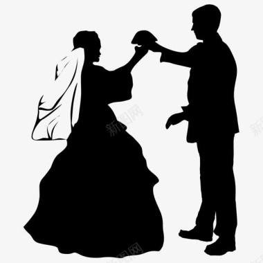 结婚素材新郎新娘跳舞剪影图标图标