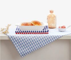 面包展板格子餐布高清图片