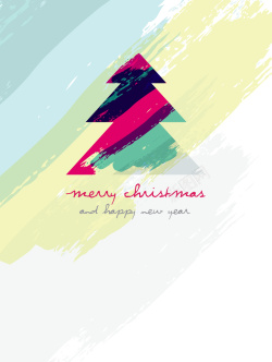 简约彩色笔刷圣诞背景彩色笔刷线条圣诞树矢量背景高清图片