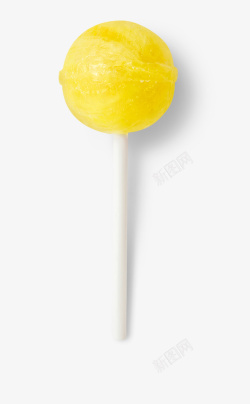 美味糖果柠檬味的黄色棒棒糖高清图片
