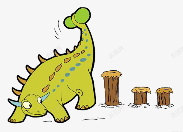卡通恐龙木桩png免抠素材_88icon https://88icon.com 三个木桩 冰刺 大恐龙 恐龙锤木桩 绿色 食草