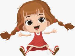 酒红色裙子微笑的小女孩矢量图高清图片