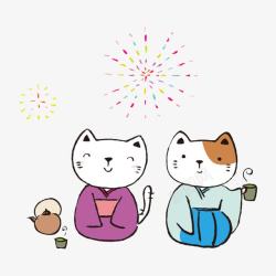 和服穿和服的日本猫咪元素高清图片